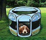 Pet Portable Foldable Play Pen Exercise Kennel Dogs Cats Indoor/outdoor tent for small medium large pets Animal Playpen with Pop up mesh cover great for travel LARGE,BLUE/GREEN