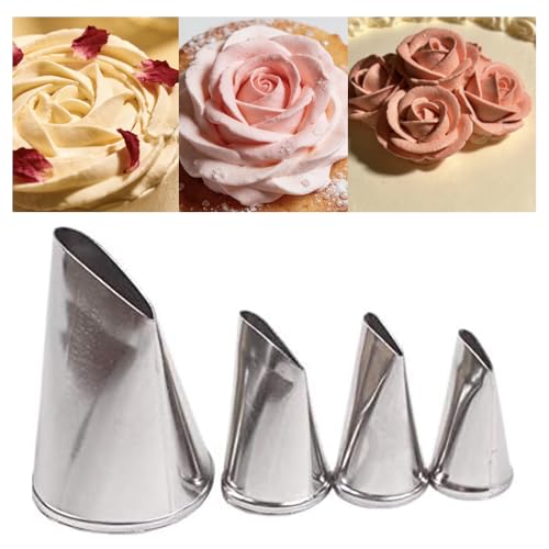 DUORUI Lot de 4 douilles à douille en acier inoxydable pour décoration de gâteaux, cupcakes, fondants, gâteaux à ouverture étroite