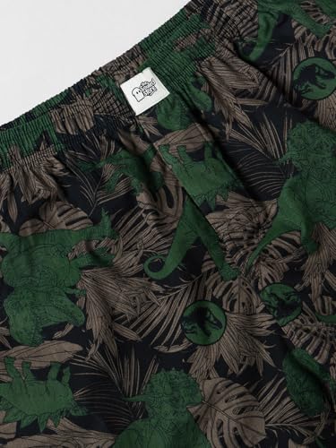 Image of The Souled Store Jurassic World: Escape Men and Boys Black All Over Printed Cotton Regular Fit Pajamas