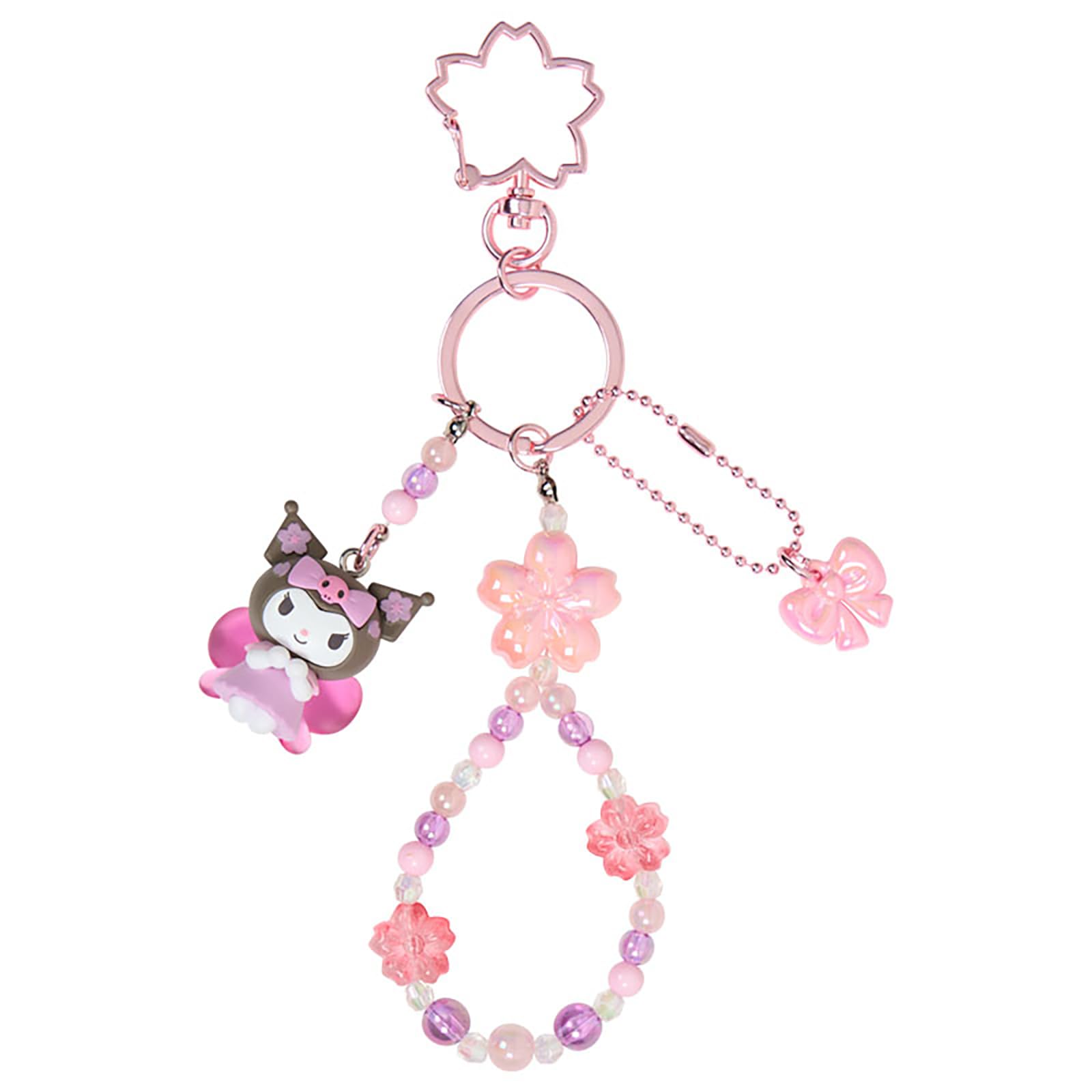 Sanrio Kuromi Sakura Bead Keychain Cherry Blossom PVC Charm Japan