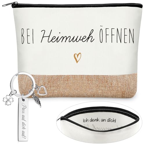 Otuuz Heimweh Geschenk Reise Abschiedsgeschenk gegen Heimweh Kosmetiktasche und Reisende Schlüsselanhänger Glücksbringer für Reisende Auslandsjahr auswandern Abschiedsgeschenk