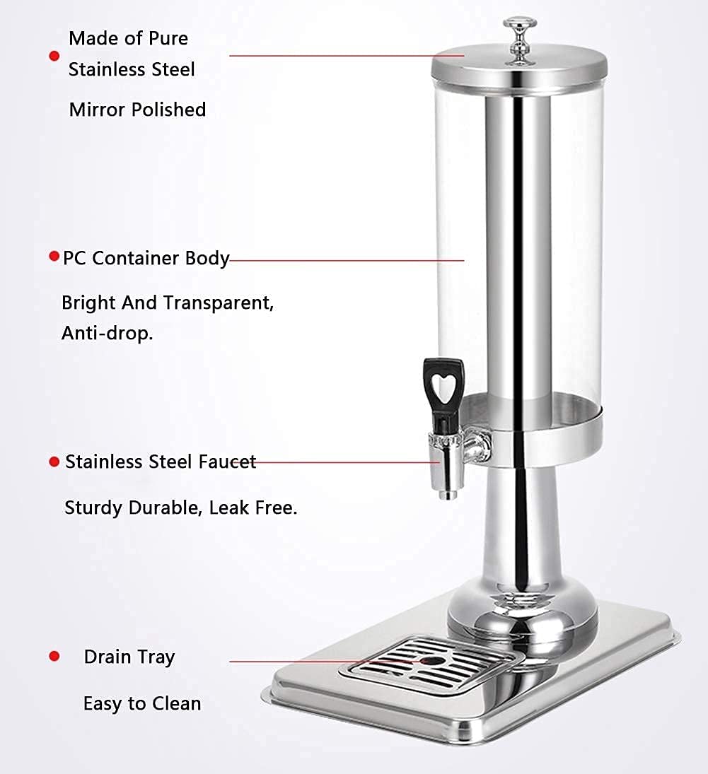 Dispenser per bevande commerciali in acciaio inossidabile con serbatoio doppio contenitore 3Lx2, dispenser per bevande ghiacciate con vassoio antigoccia e rubinetto senza perdite per buffet di ristor