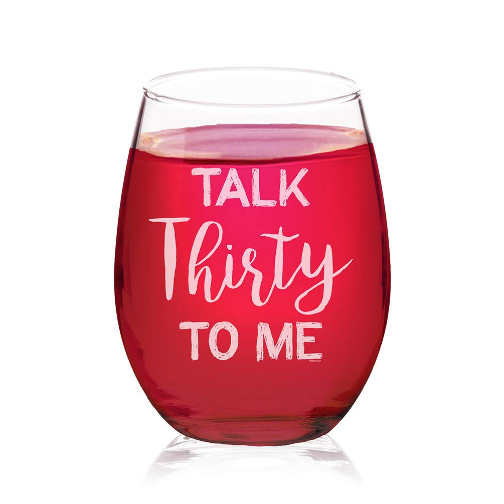 Veracco Talk Thirty To Me 30 Years Thirth Birthday Gift For Him Her Thirty and Fabulous Stemless Wine Glass (Clear, Glass)