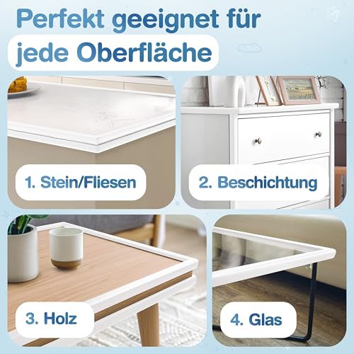 MUTKIND Kantenschutz Baby | 6 Meter + 10x Eckenschutz Baby | (Mit Kleber von TESA) Extra starker Halt - Eckenschutz Kantenschutz Selbstklebend (Weiß)