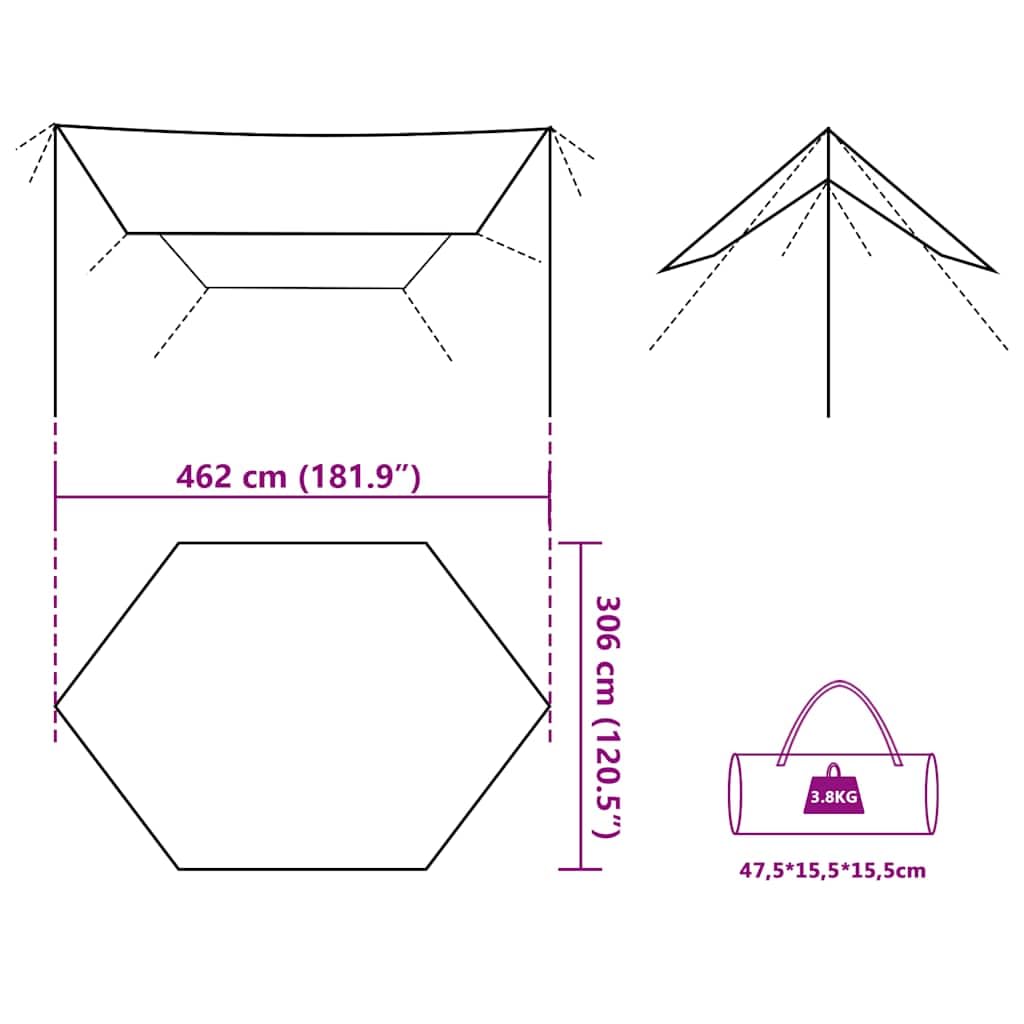 Orange Tarp x x - Telone impermeabile Oxford 210D con rivestimento in poliuretano, per campeggio, escursionismo, trekking, attività all'aperto, riparo, tenda, pali, dimensioni della