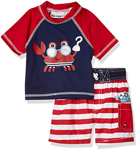 Wippette Boys' Baby Two Piece Printed Rashguard Sets, Red, 12M