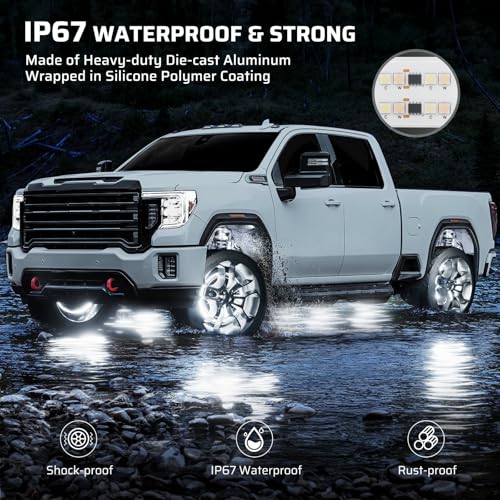 Image of Ehaho 14 inch-18 inch Super Bright Double Row Pure White Wheel Lights, Wheel Ring Lights with Remote Control and Turn & Braking Signal Compatible with Various Trucks SUV Car（4PCS）