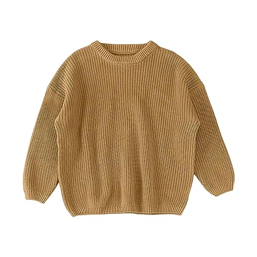 Pull en tricot pour fille 4-5 ans jaune chaud col rond