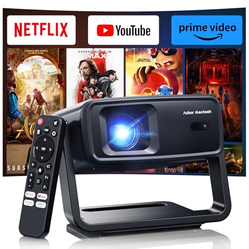 Projector with WiFi and Bluetooth, Support Decoding Projector 4K, 1200 ANSI 180° Rotatable with Native 1080P Mini Projector, Auto Keystone, Portable Smart Outdoor Home Movie Projectors