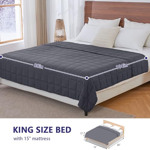 Image of yescool Weighted Blanket for Adults (25 lbs, 88 inch x 104 inch, Grey) Cooling Heavy Blanket for Sleeping Perfect for 240-260 lbs, King Size Breathable Blanket with Premium Glass Bead