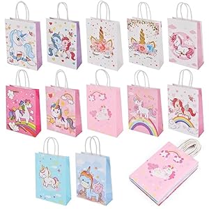 Flintronic 12 Stück Einhorn Papiertüten Kindergeburtstag