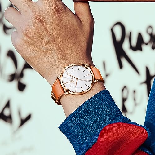 Image of OLEVS Mens Watches Minimalist Ultra Thin Fashion Casual Analog Quartz Date Watch Waterproof Slim Simple Big Face Dress Wrist Watch with Retro Leather Band for Men
