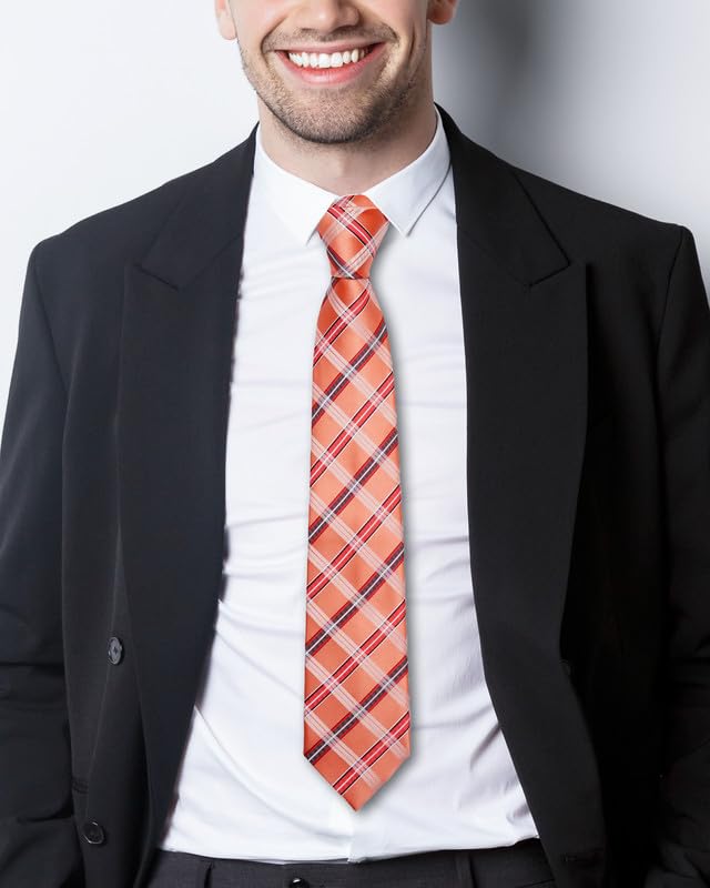 Image of Axlon Tie for Men - Micro Silk Neck Ties Set with Cufflinks Flower Pin, Pocket Square & Black Gift Box, Combo Necktie Sets for Office Wear, Formal Suits & Weddings (0, Checkpn)