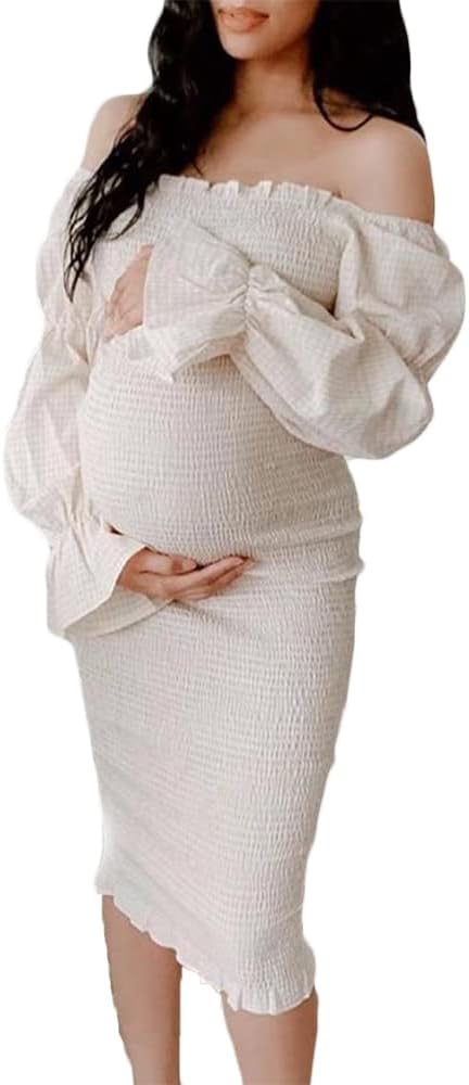 Plaid Off Shoulder Bodycon Midi Smocked Maternity Jamaica Ubuy
