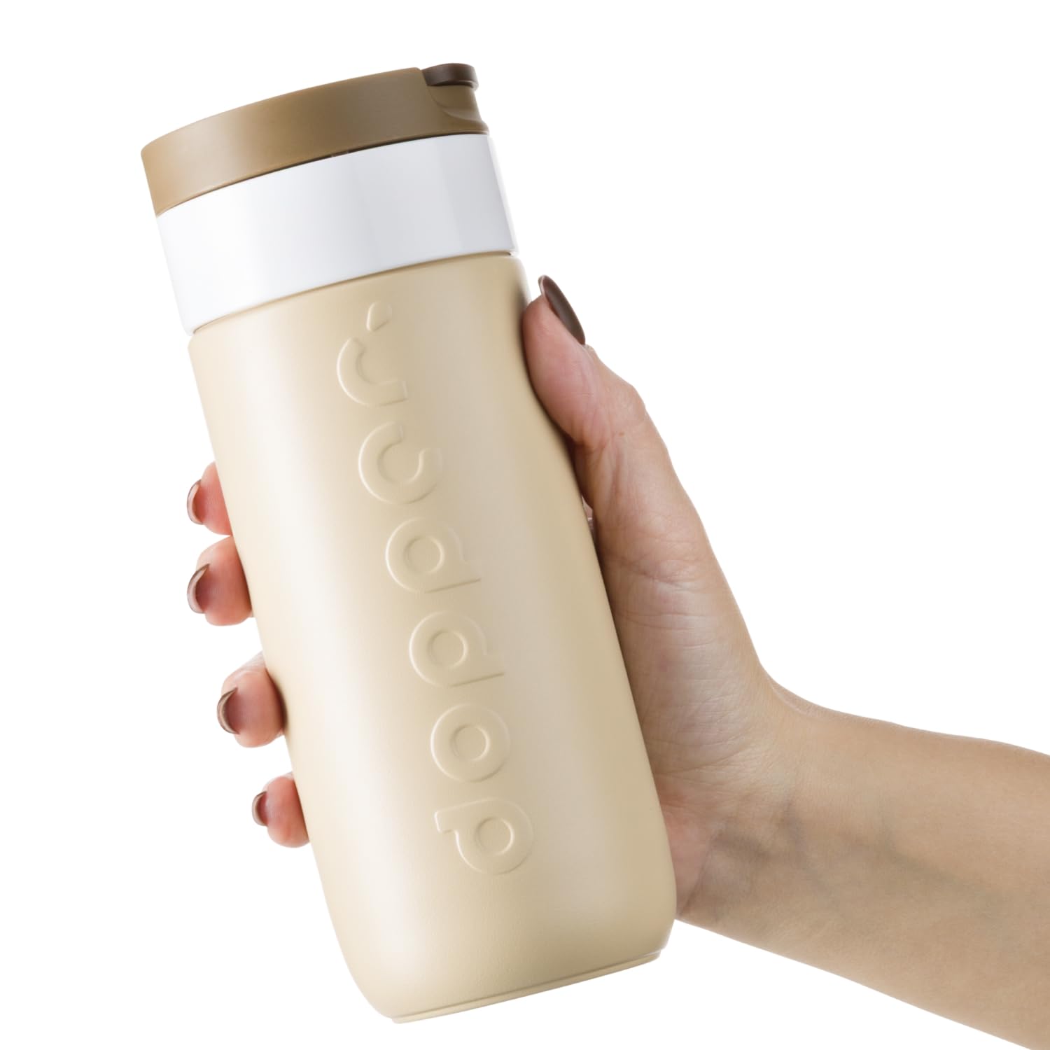 Dopper Mug de voyage isotherme - 400 ml - Marron terre - Gobelet isotherme anti-fuite pour boissons gazeuses - 6h chaud / 20h froid - 90 % acier inoxydable recyclé