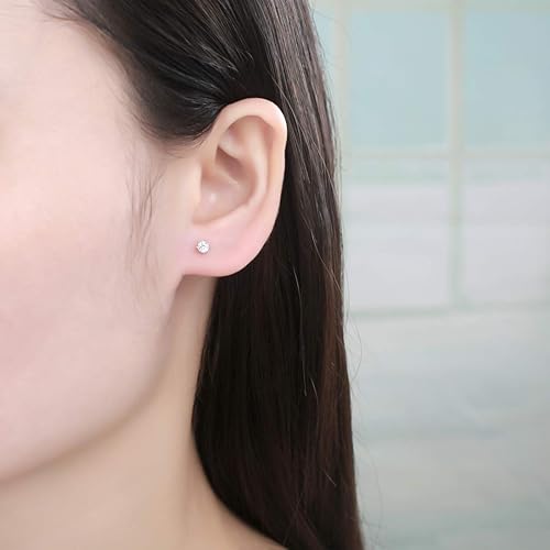 Miniatura 2 de Adabele Auténtica plata de ley con circonita cúbica y diamantes de piedra preciosa de abril, hipoalergénicos, sin níquel, resistentes al deslustre,