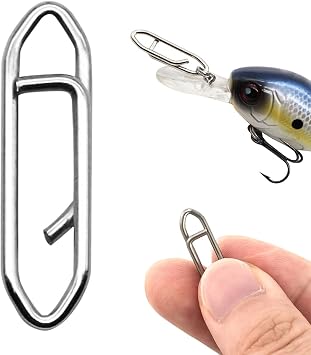 ROWPOZ 50PCS Fishing Speed Clips Stainless Steel Speed Clip for Fishing Quick Change Connector Quick Snap Crankbait Tackle