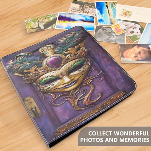 Álbum de fotos autoadhesivo DIY álbum carnaval retro puerta Mardi Gras con 3 argollas 40 páginas tamaño 8x10 para recuerdos miniatura 5