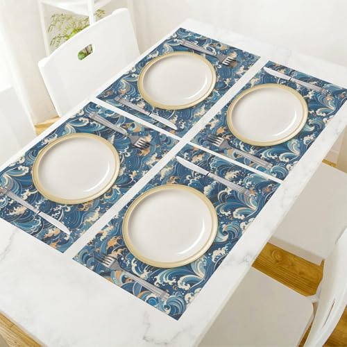Set de table résistant à la chaleur lot de 4 en mousse ondulée lavable - 7