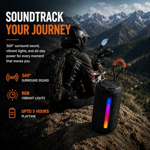 Image of AILKIN Portable Bluetooth Speakers Wireless | 12W Powerful Sound, 360 Surround Sound, Splash Proof Design, RGB Light & TWS Stereo Pairing | Mini Wireless Speaker for Home, Travel & Outdoor