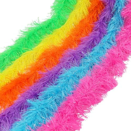 LACGO Pack of 6 Colorful Feather Boas Artificial Fluffy Boa Decorations