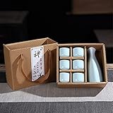 Technik: Handbemalt TEmkin Keramik-Weinkrug, umweltfreundliche Box, einfaches handliches Geschenkset, 7-Kopf-Set, Weißweinbecher, Topf, Weinsplitter, Weinglas