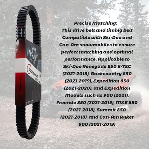 Image of LOONGPART 417300571 Drive Belt Compatible with Ski-Doo 850 E-TEC /900 ACE 2018-2021,Can-Am Ryker /Maverick X3 Turbo RR or Turbo R 422280652