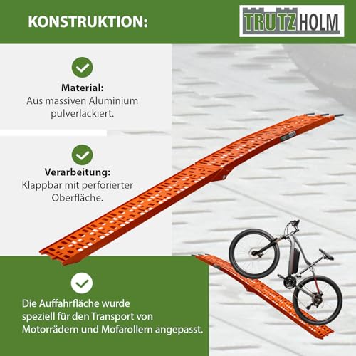 TRUTZHOLM 2 x Auffahrrampe klappbar 228 cm Traglast 680 kg Alu orange gelocht Motorradrampen Verladerampen