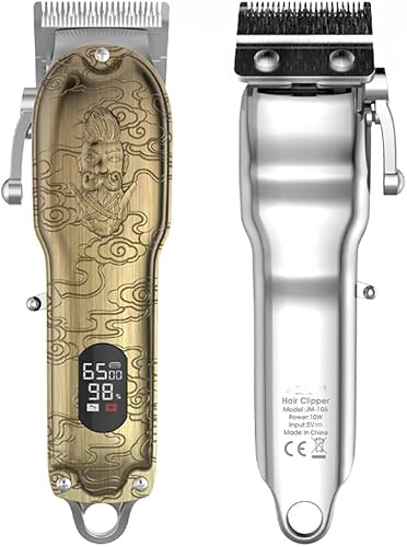 Miniatura 5 de Cortadora de pelo para hombres, 2 piezas, profesional, eléctrica, potente, de 10 W, kit combinado de cortadora de pelo con carcasa de metal,