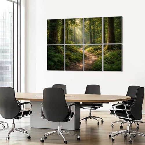 Paneles acústicos decorativos autoadhesivos 8 piezas, 48x32 pulgadas, absorbentes de sonido en tonos verde bosque con motivos naturales miniatura 7
