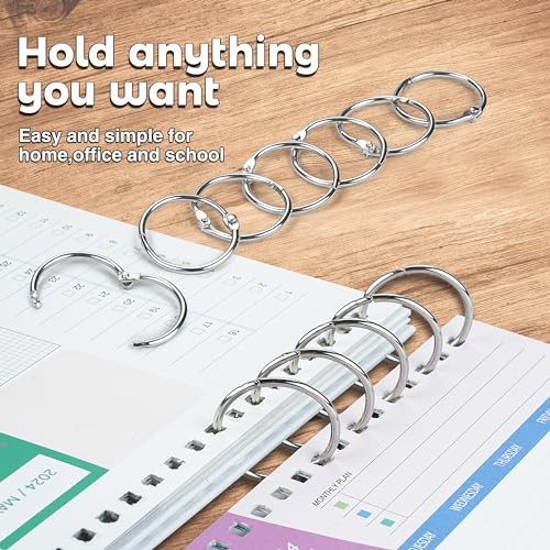 Loose Leaf Book Binder Ring, Woswel 102 Pack 1 Inch Binder Rings Bulk, Book Rings, Silver Metal Rings for Index Cards, Paper Rings, Ring Binder Clips, Nickel Plated Steel Key Rings for School Office
