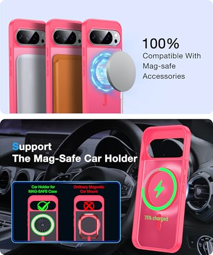 Image of [NO.1 Magnetic for Google Pixel 10 Pro XL Case with MagSafe [Military Shockproof][Translucent Matte][Anti-Fingerprint] Soft Silicone Bumper for Google Pixel 10 Pro XL Phone Case Slim, Rose