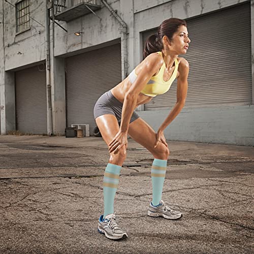 Image of fenglaoda 8 Pairs Compression Socks for Men & Women 20-30 mmHg Knee High Nurse Pregnant Running Medical and Travel Athletic
