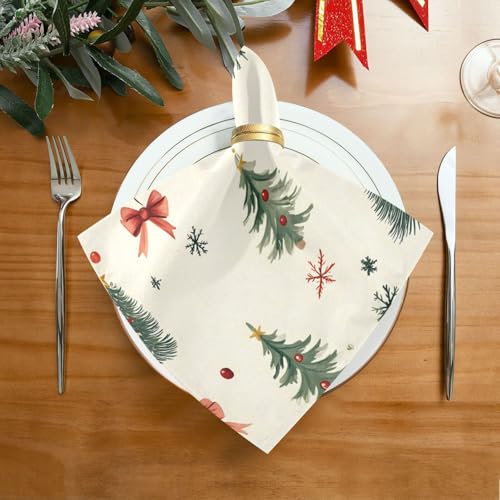 Servilletas de Tela con Estampado de Árbol de Navidad x6 miniatura 3