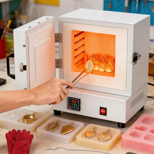 Horno eléctrico y fundidor de metales con pantalla digital y calefacción de 4 lados para joyería, fundición, cerámica y uso en laboratorio
