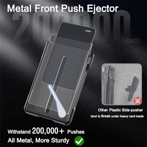 Minimalist Wallet for Men, Ultra Slim Smart Pop Up Card Holder 10-12 Cards, Compact Front Pocket RFID Blocking Sleeves with Money Clip & ID Window, Metal Aluminum Credit Card Bifold Wallet2