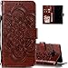 LEECOCO Galaxy Note 9 Case Mandala Embossing Luxury PU Leather Flip Notebook Wallet Bookstyle Magnetic Stand Card Slot Folio Bumper Protection Cover for Samsung Galaxy Note 9 Mandala Brown LD