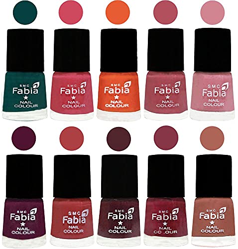 Image of ALL IN ONE (PACK OF 10), Long Lasting Glossy Nail Polish, 6 ml Each, All Vibrant Colours,02099