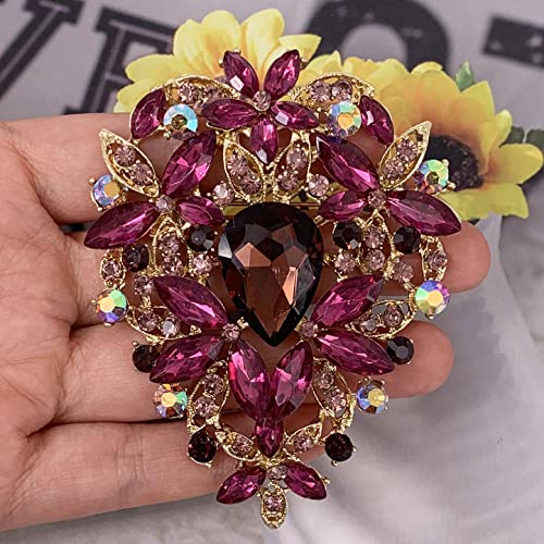 Image of SELOVO Leaf Bouquet Scarf Big Brooch Pin Broach Crystal Jewelry