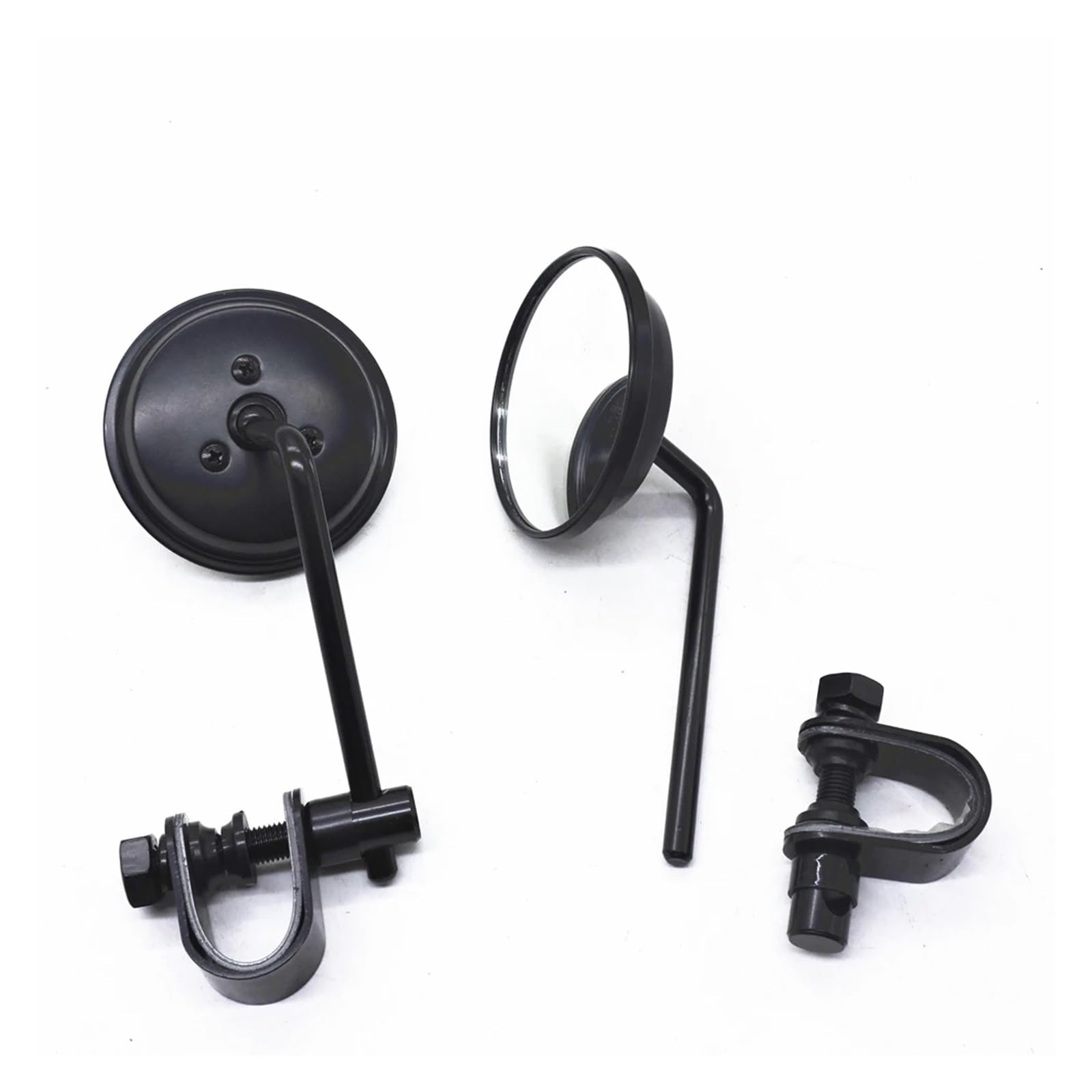 Fahrradspiegel Universal Motorrad Retro Vintage Rund Rückspiegel Edelstahl Klassische 22mm-25mm 7/8" Lenker Spiegelhalterung(Black)