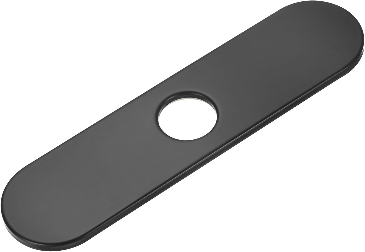 M METERXITY Faucet Deck Plate, 10 Inch 304 Stainless Steel Oval Hole Cover Escutcheon Deck Plate for Bathroom/Kitchen Sink [Black]