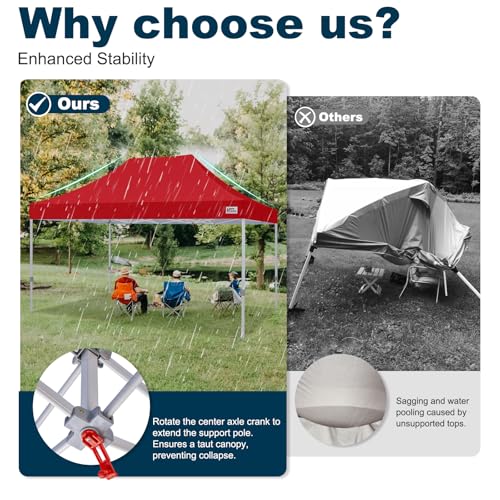 Image of MASTERCANOPY 10x15 Heavy Duty Pop Up Canopy Tent with Roller Bag(Red)