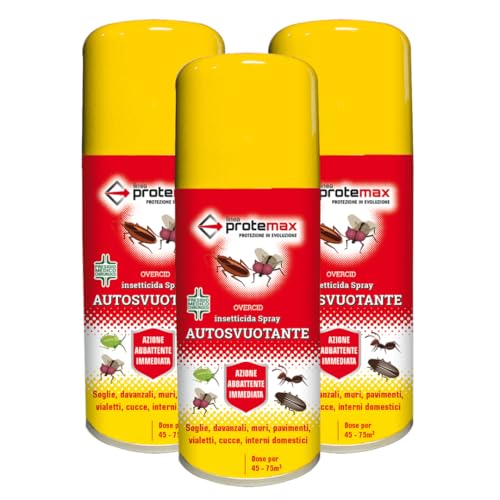 OVERCID Insetticida Spray Autosvuotante, per Insetti Volanti e Striscianti, per Ambienti Domestici e Civili, 150ml – Copre 45-75 m³ (3)