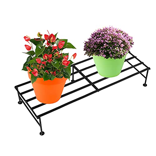 Image of Kraft Seeds by 10 CLUB Rectangular Galvanized Metal Stands for Pot (2 Pcs, 24 Inch) | Metal Plant Stands for Indoor and Outdoor Use | Garden Pot Stand