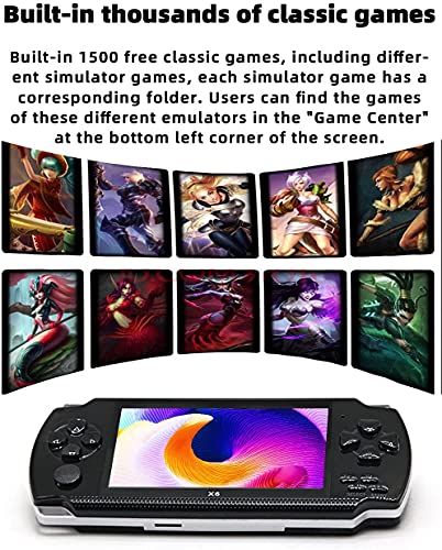 GSH 4.3 inch 8GB Handheld Game Console Built in 1500 Games for Multiple simulators x6 Retro Video Game Console mp3/mp4/Ebook TV Out Portable Game Player Device | Assorted Colour|