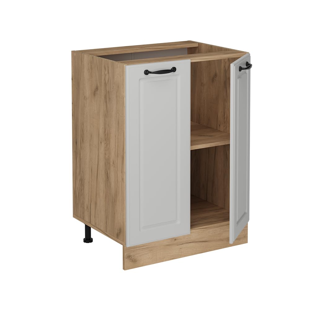 Vicco Küchenunterschrank R-Line, Weiß Landhaus, 60 cm | AP Marmor, zur freien Kombination innerhalb modularer Küchensysteme
