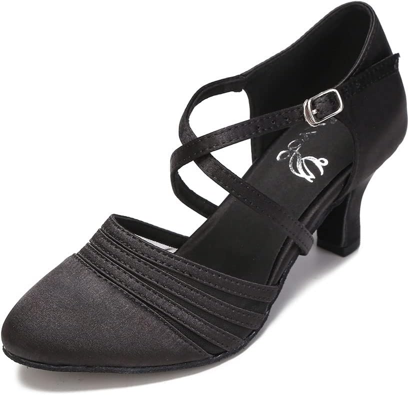 Womens Ballroom Dance Shoes for Social Beginner Salsa Latin Closed Toe Dancing shoes 2 1/2 inches Heels S12