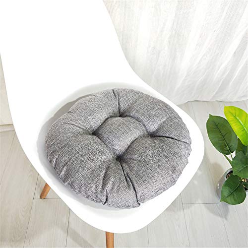 Morbuy Round Linen Cushion Chair Pad Quilted Seat Pad Plain Floor Tatami Thick Comfortable Padded Sofa Dining Chairs Cushions for Indoor Outdoor Garden Home DΓ©cor (40x40cm,Gray)