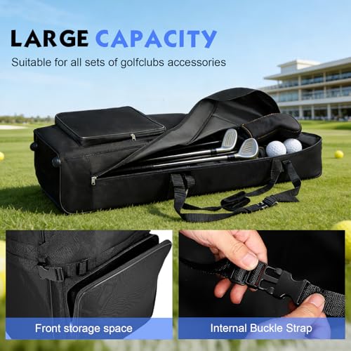 Eirolace Golf Reisetasche mit Rädern, 900D Duty Oxford Golfbag, Faltbar Tragbare Golf Travel Bag mit Aufbewahrungstasche, Verschleißfest Golfschläger-Reiseabdeckungen für Reisen und Flüge