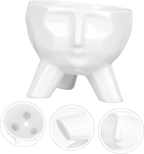 Miniatura 5 de GANAZONO Maceta con forma de cara blanca, maceta de cerámica, maceta blanca, decoración de plantas suculentas, macetas, macetas, macetas para